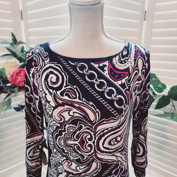 WHITE HOUSE BLACK MARKET PAISLEY BLACK / CRANBERRY SIZE SMALL - Picture 2 of 6